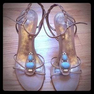 Nine West sandals beige Stones heels strappy